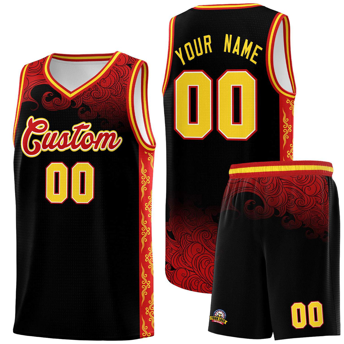 Custom Black Personalized Cloud Pattern Sports Kits Uniform Basketball Jersey|KXKSHOP