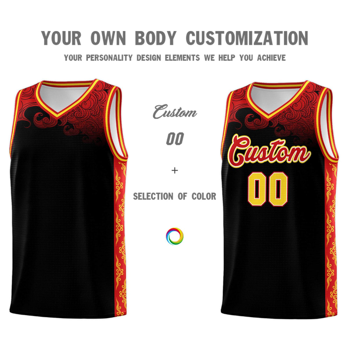 Custom Black Personalized Cloud Pattern Sports Kits Uniform Basketball Jersey|KXKSHOP