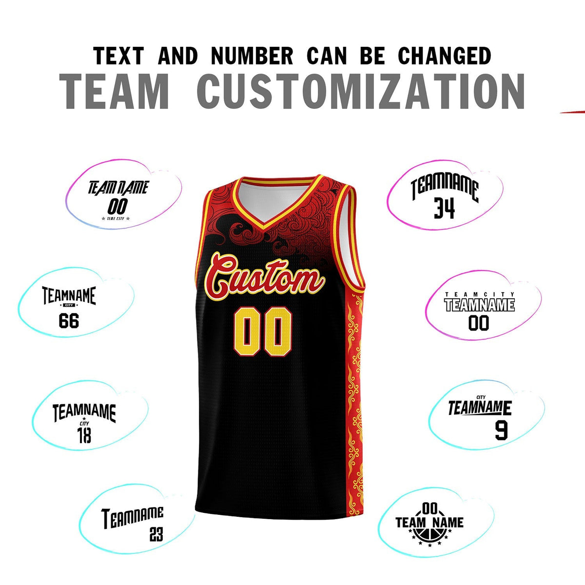Custom Black Personalized Cloud Pattern Sports Kits Uniform Basketball Jersey|KXKSHOP