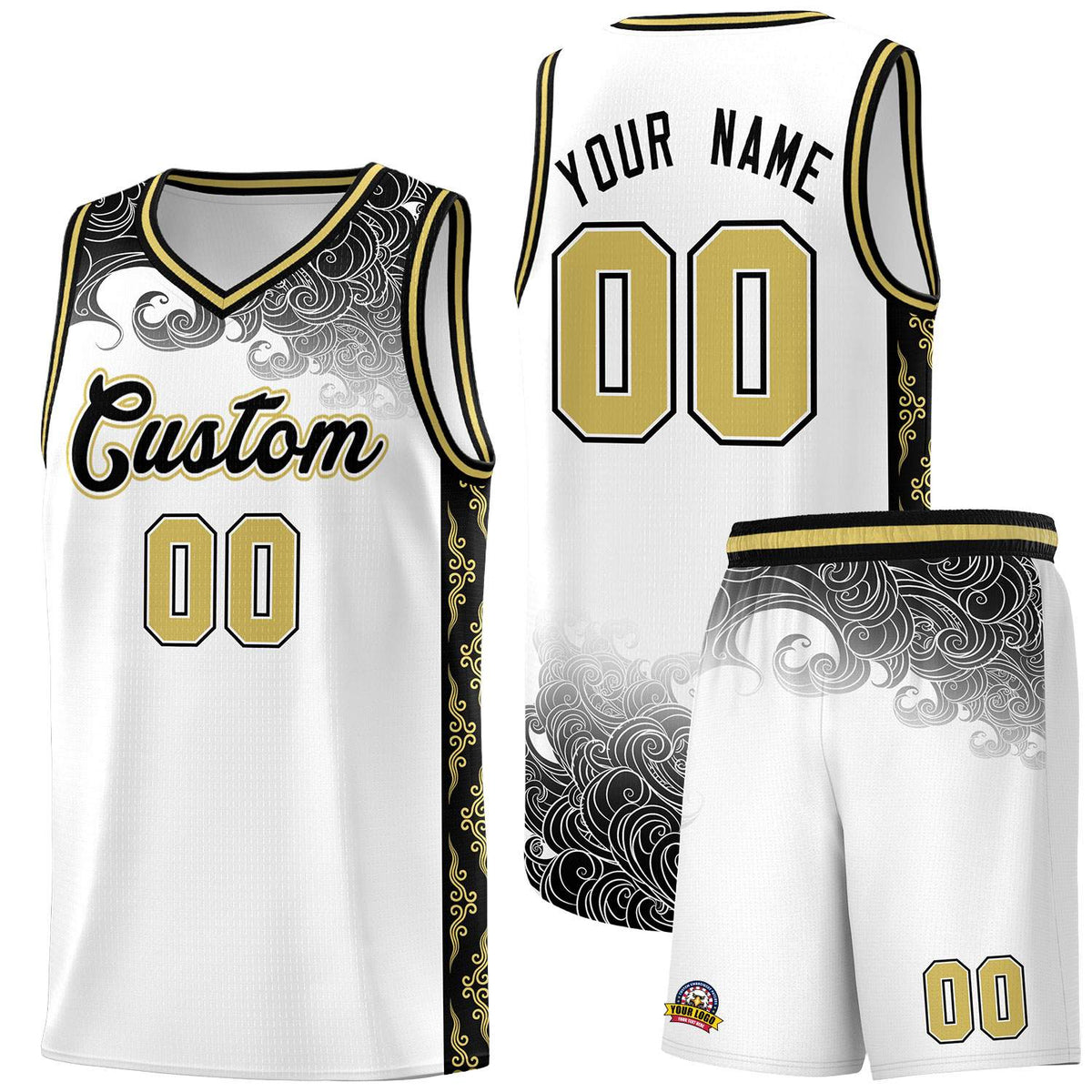 Custom White Personalized Cloud Pattern Sports Kits Uniform Basketball Jersey|KXKSHOP