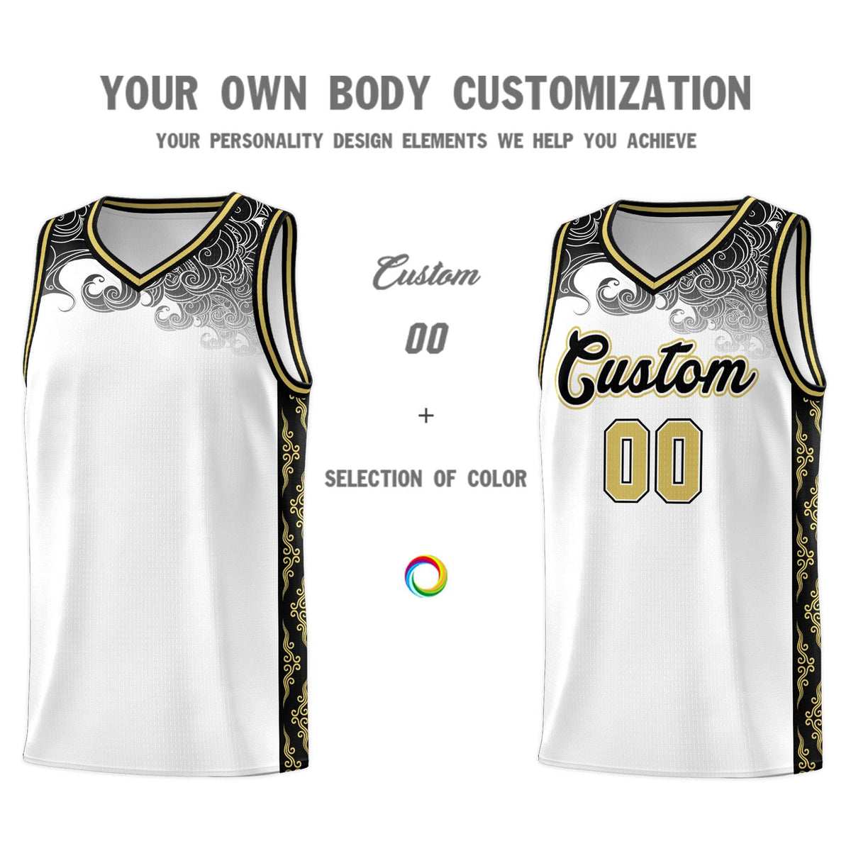 Custom White Personalized Cloud Pattern Sports Kits Uniform Basketball Jersey|KXKSHOP
