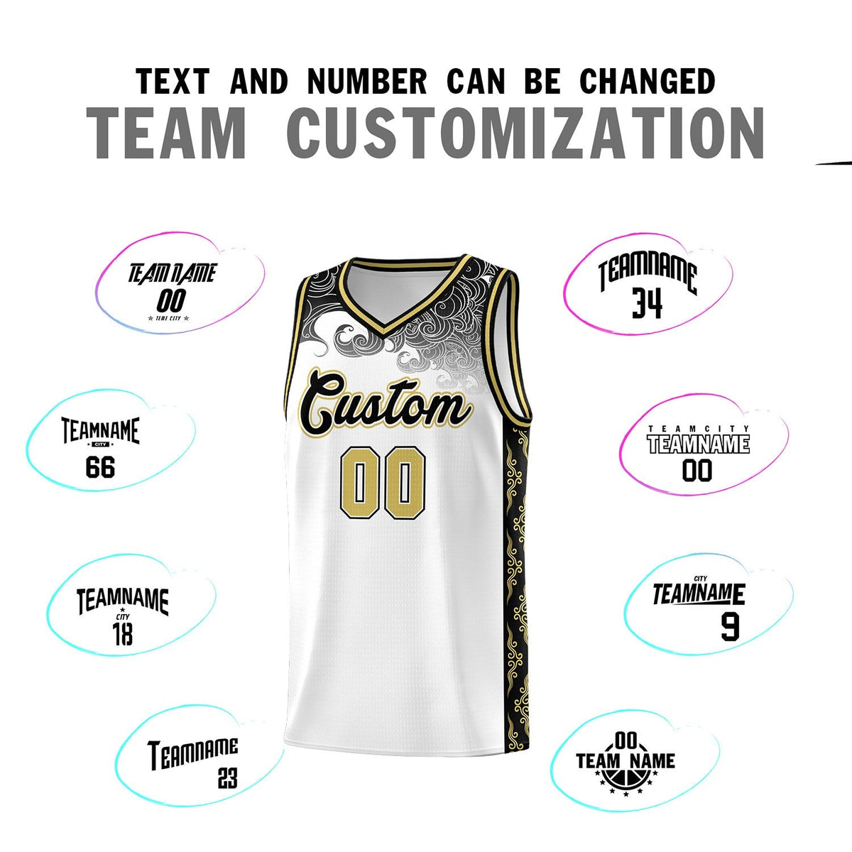 Custom White Personalized Cloud Pattern Sports Kits Uniform Basketball Jersey|KXKSHOP