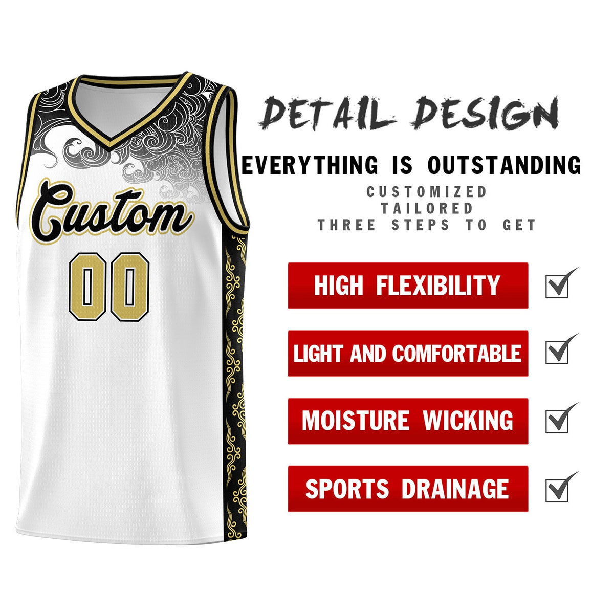 Custom White Personalized Cloud Pattern Sports Kits Uniform Basketball Jersey|KXKSHOP