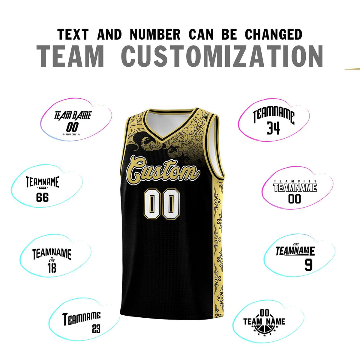 Custom Black Personalized Cloud Pattern Sports Kits Uniform Basketball Jersey|KXKSHOP
