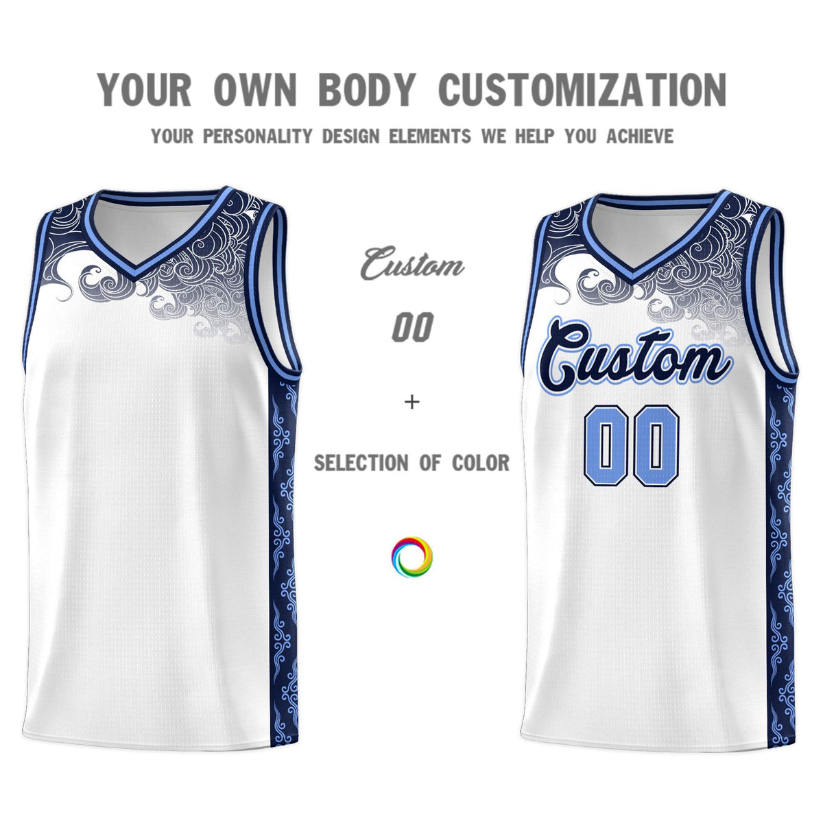 Custom White Personalized Cloud Pattern Sports Kits Uniform Basketball Jersey|KXKSHOP