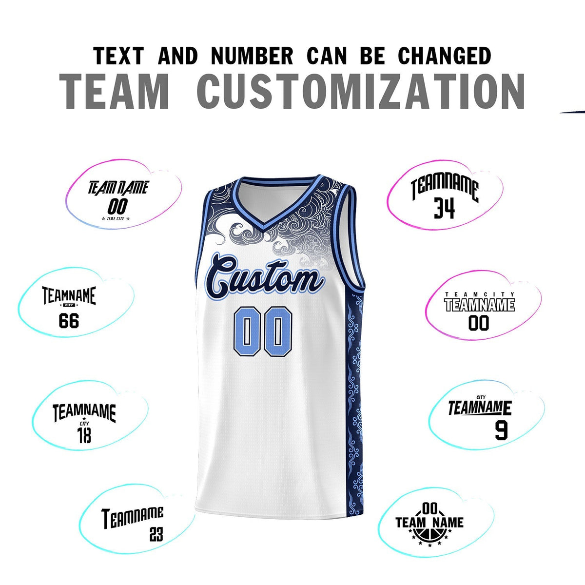 Custom White Personalized Cloud Pattern Sports Kits Uniform Basketball Jersey|KXKSHOP