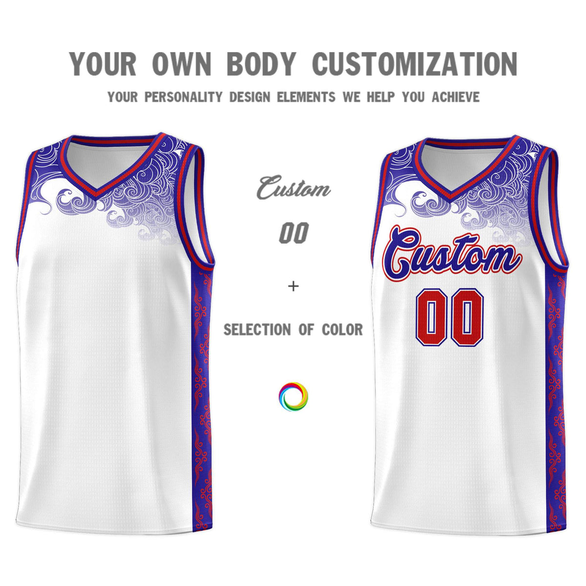 Custom White Personalized Cloud Pattern Sports Kits Uniform Basketball Jersey|KXKSHOP