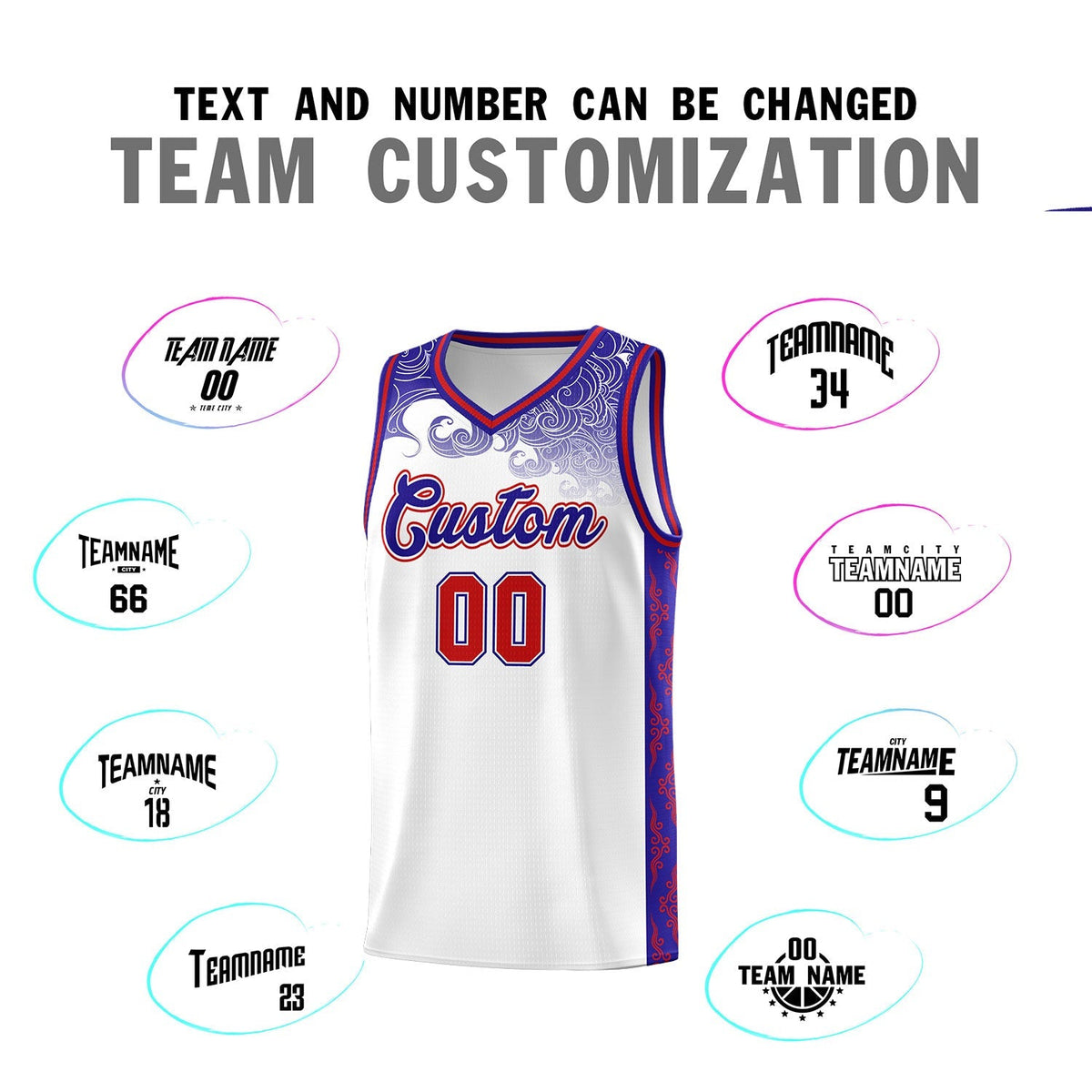 Custom White Personalized Cloud Pattern Sports Kits Uniform Basketball Jersey|KXKSHOP