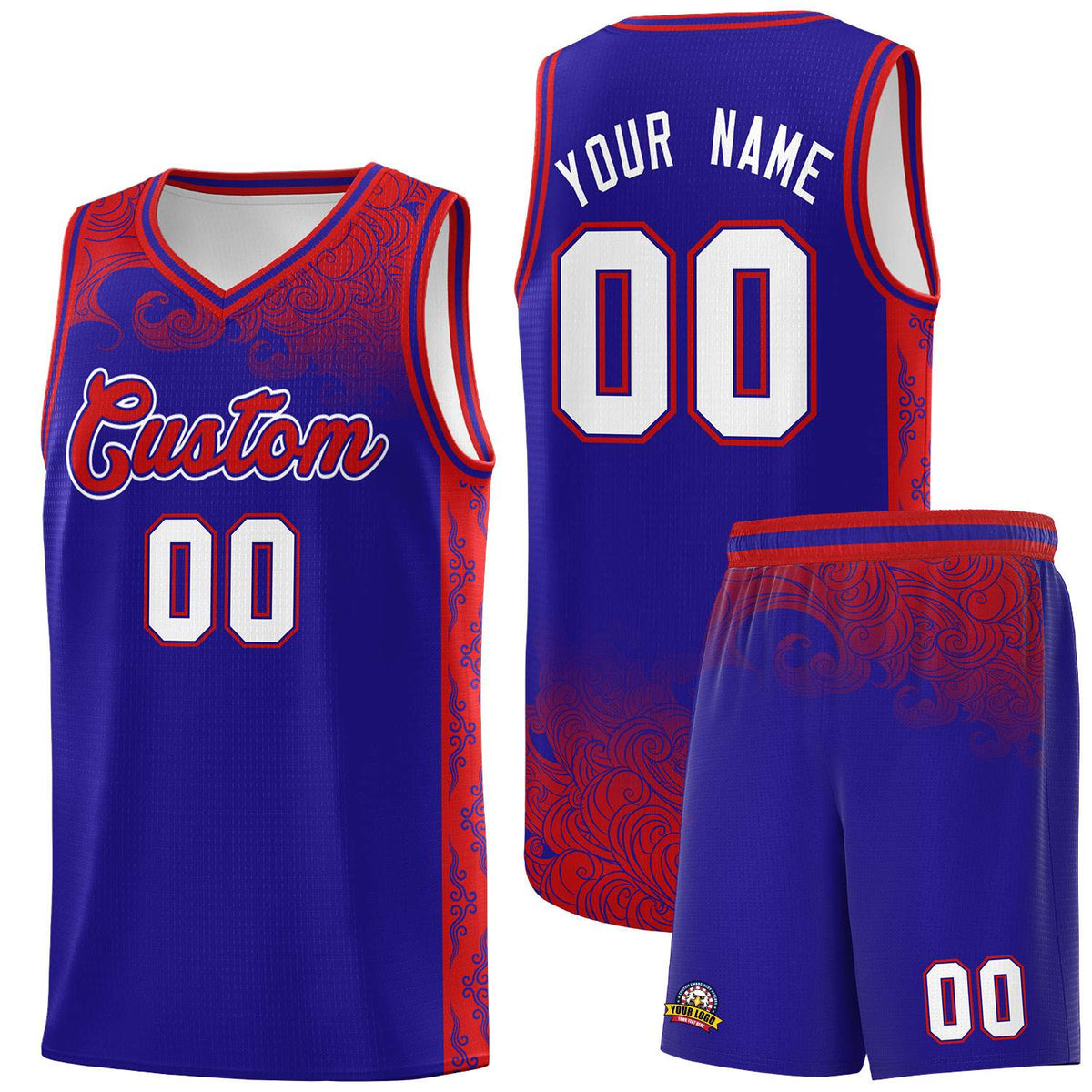 Custom Royal Personalized Cloud Pattern Sports Kits Uniform Basketball Jersey|KXKSHOP
