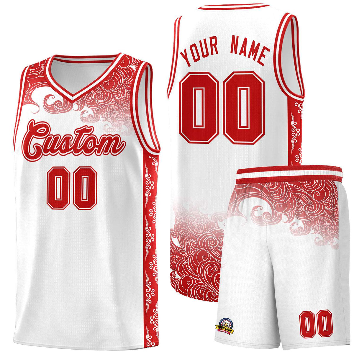 Custom White Personalized Cloud Pattern Sports Kits Uniform Basketball Jersey|KXKSHOP