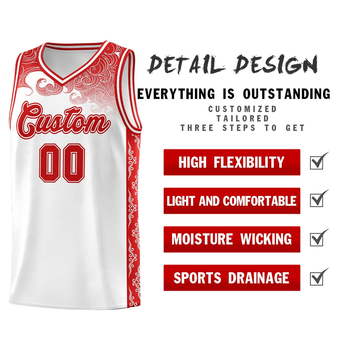 Custom White Personalized Cloud Pattern Sports Kits Uniform Basketball Jersey|KXKSHOP