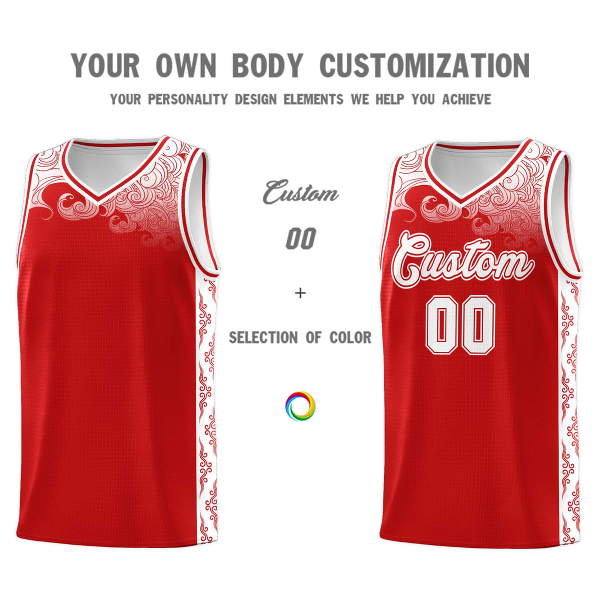 Custom Red Personalized Cloud Pattern Sports Kits Uniform Basketball Jersey|KXKSHOP