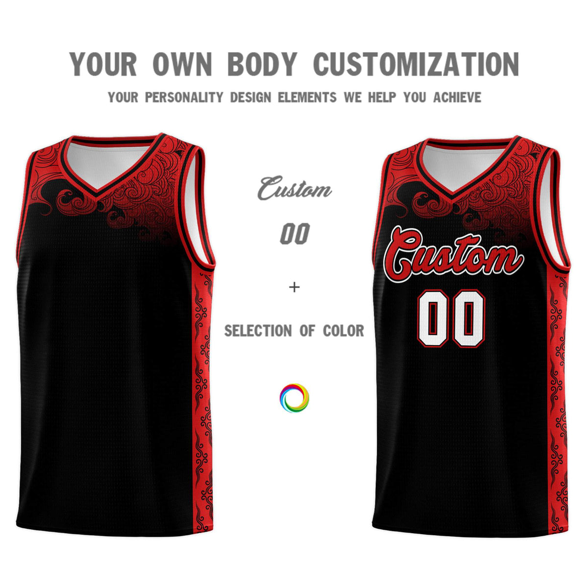 Custom Black Personalized Cloud Pattern Sports Kits Uniform Basketball Jersey|KXKSHOP