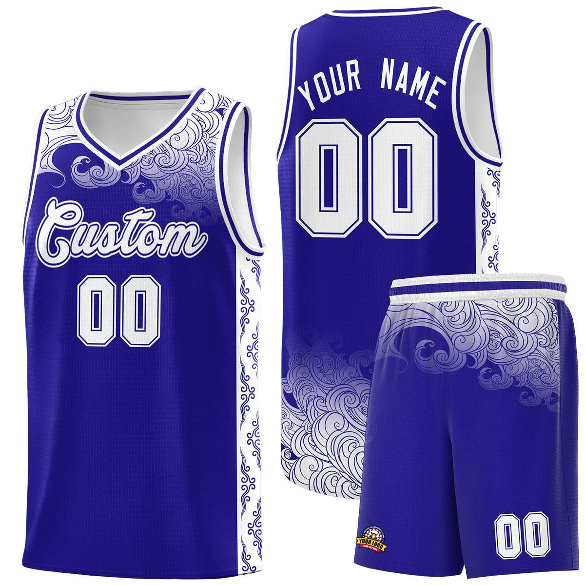 Custom Royal Personalized Cloud Pattern Sports Kits Uniform Basketball Jersey|KXKSHOP