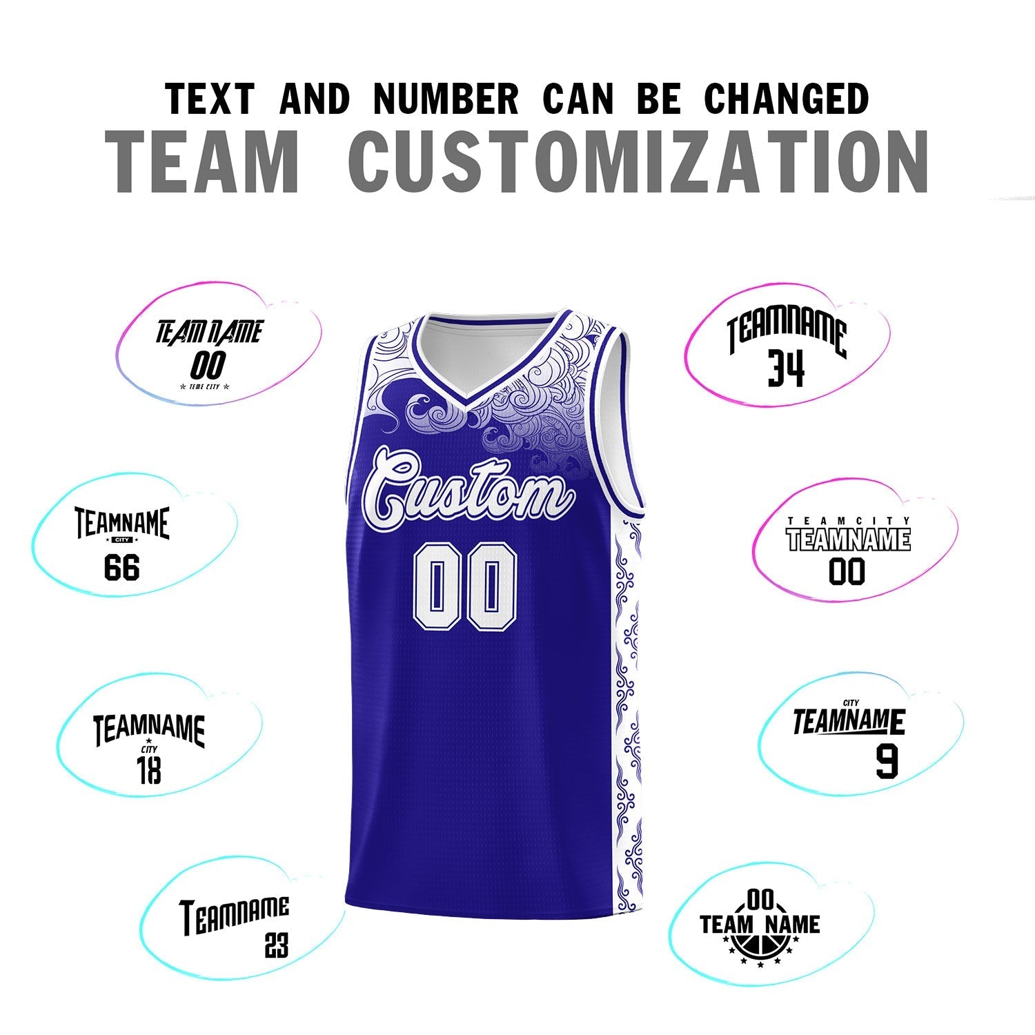 Custom Royal Personalized Cloud Pattern Sports Kits Uniform Basketball Jersey|KXKSHOP