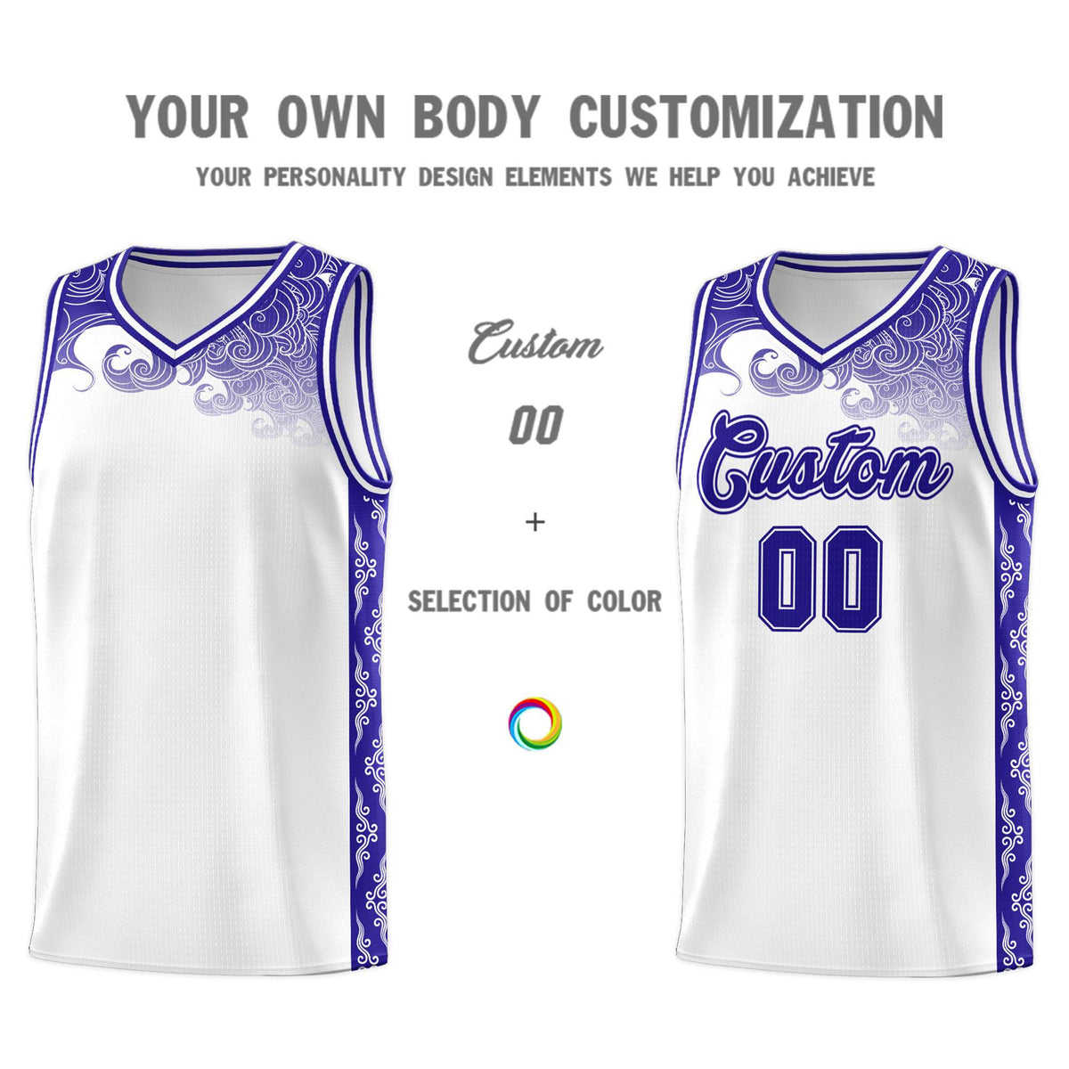 Custom White Personalized Cloud Pattern Sports Kits Uniform Basketball Jersey|KXKSHOP