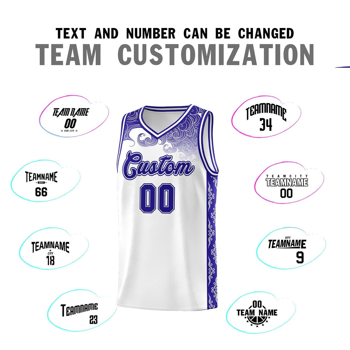 Custom White Personalized Cloud Pattern Sports Kits Uniform Basketball Jersey|KXKSHOP