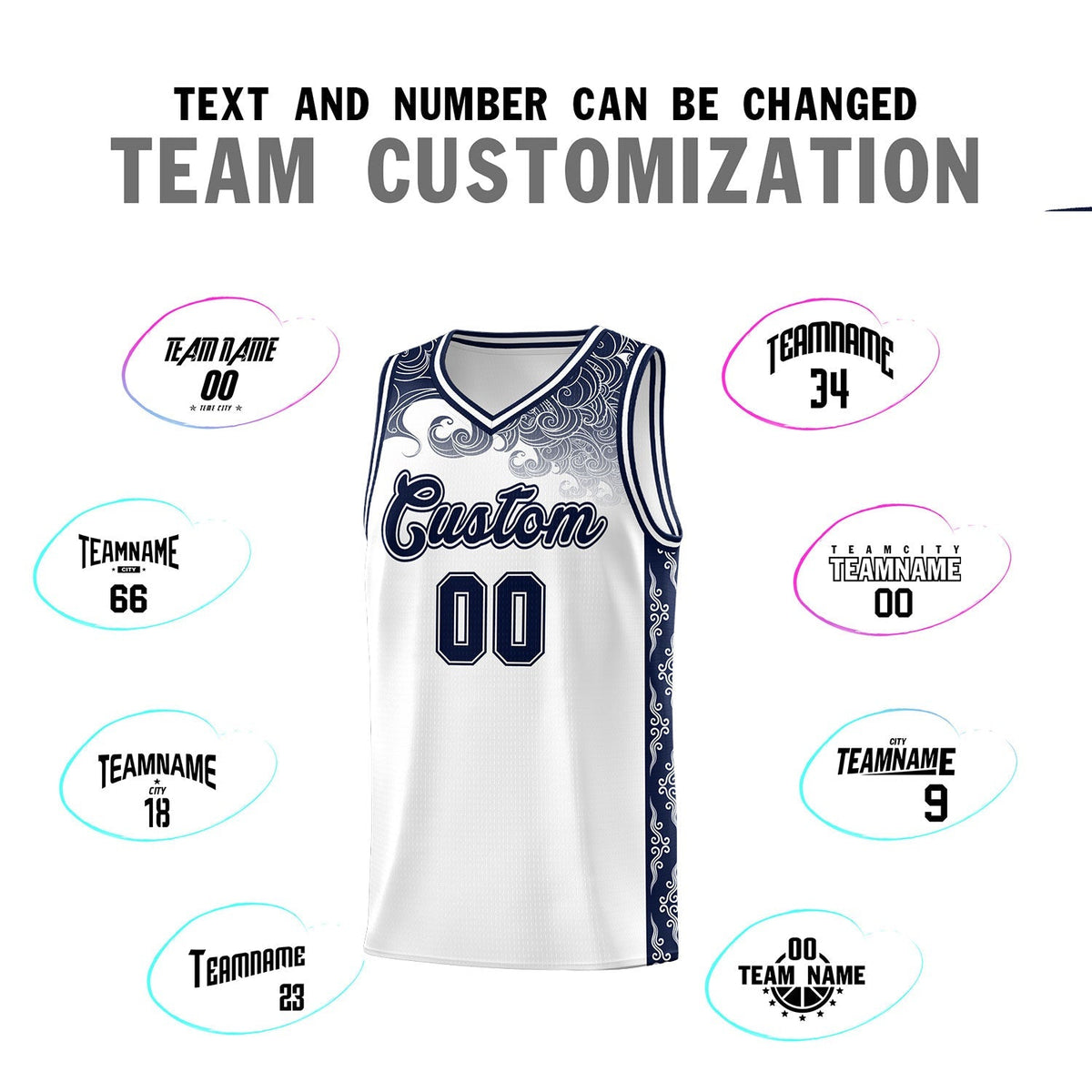 Custom White Personalized Cloud Pattern Sports Kits Uniform Basketball Jersey|KXKSHOP