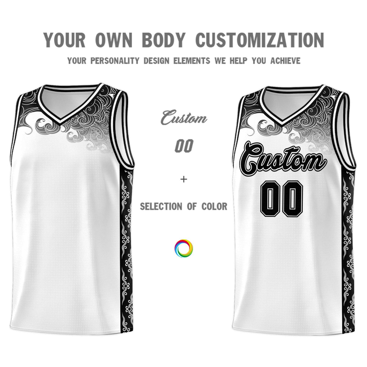 Custom White Personalized Cloud Pattern Sports Kits Uniform Basketball Jersey|KXKSHOP