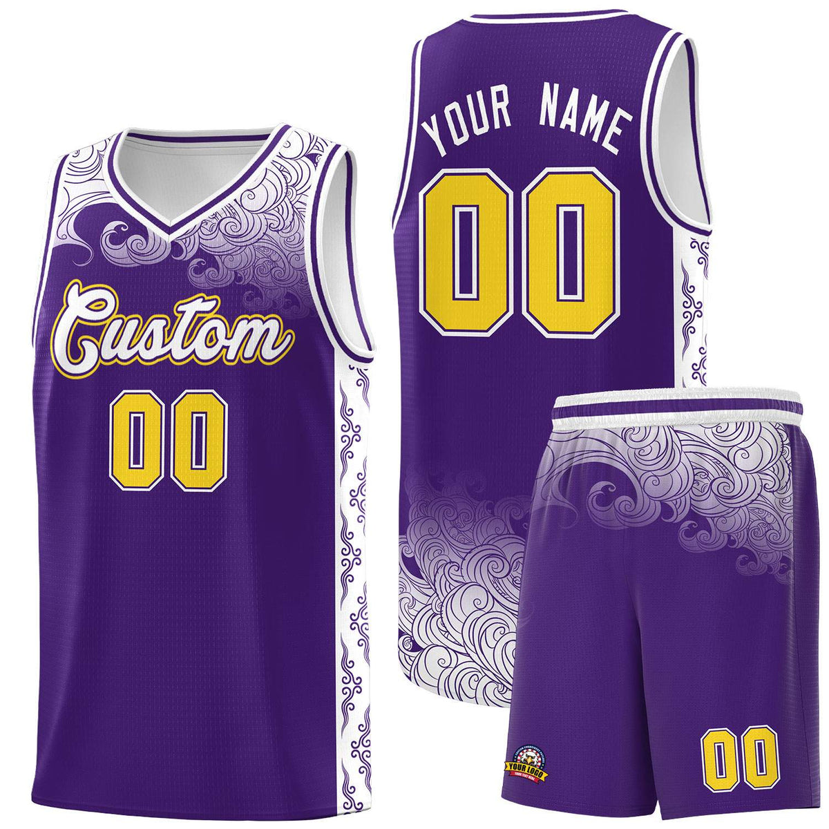 Custom Purple Personalized Cloud Pattern Sports Kits Uniform Basketball Jersey|KXKSHOP