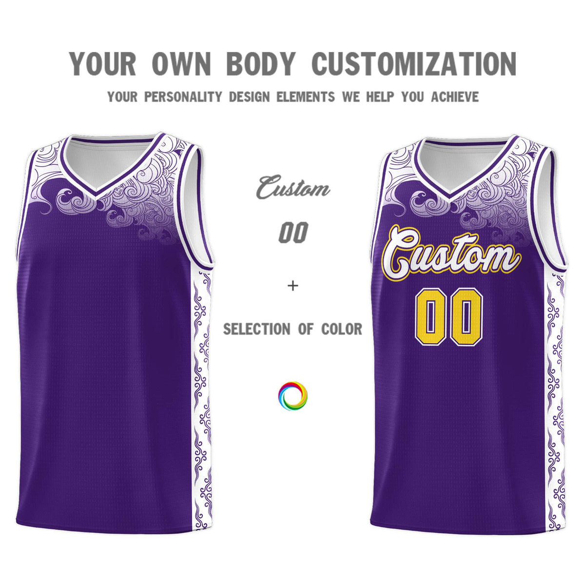 Custom Purple Personalized Cloud Pattern Sports Kits Uniform Basketball Jersey|KXKSHOP