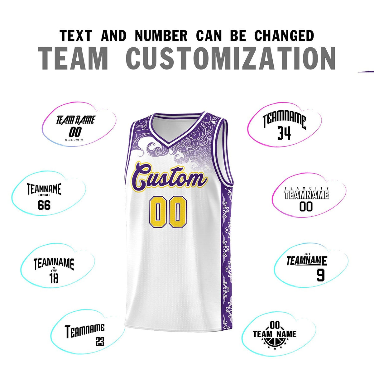 Custom White Personalized Cloud Pattern Sports Kits Uniform Basketball Jersey|KXKSHOP