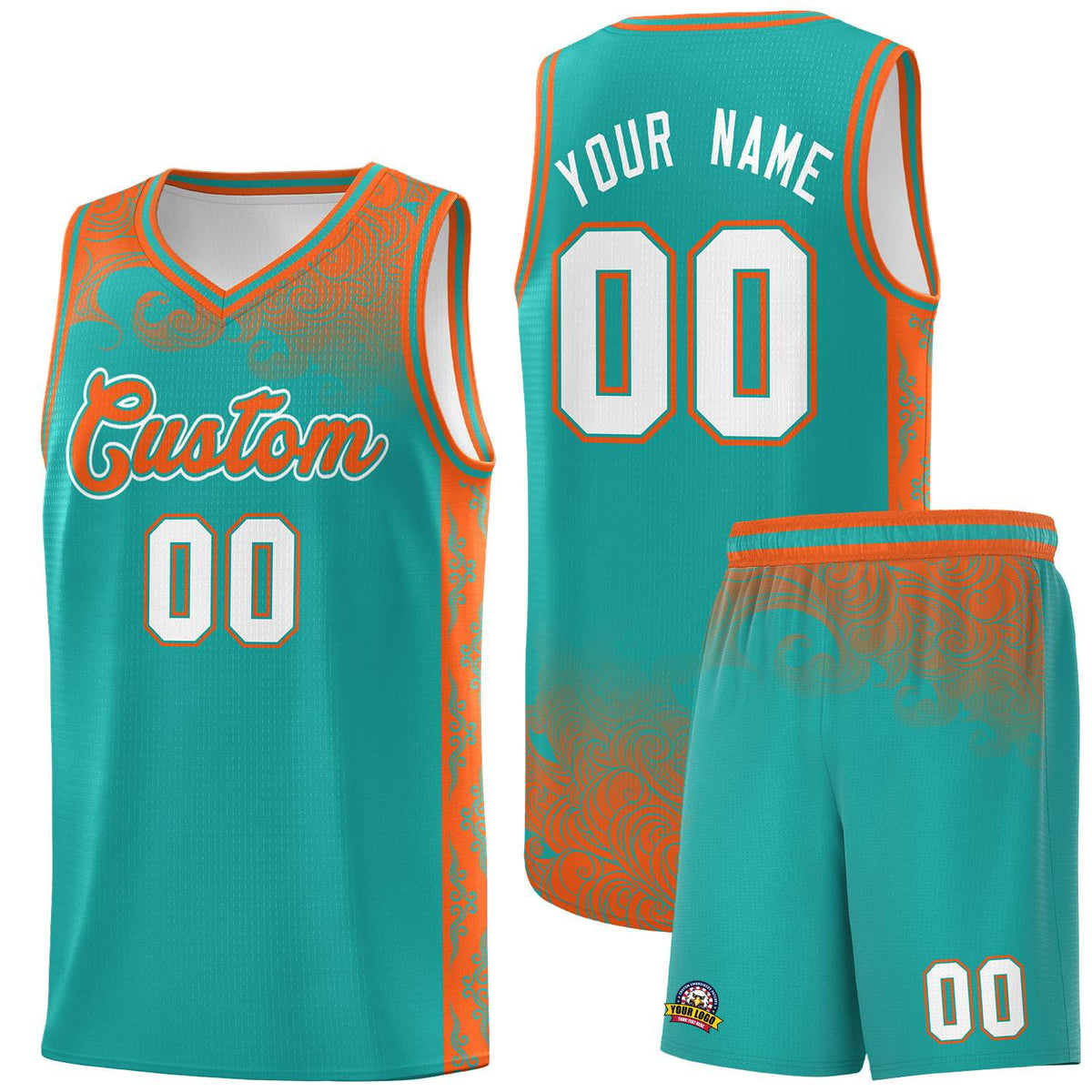 Custom Aqua Personalized Cloud Pattern Sports Kits Uniform Basketball Jersey|KXKSHOP