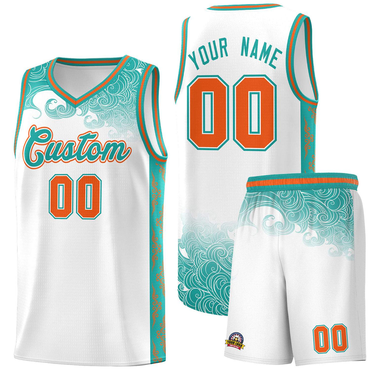Custom White Personalized Cloud Pattern Sports Kits Uniform Basketball Jersey|KXKSHOP