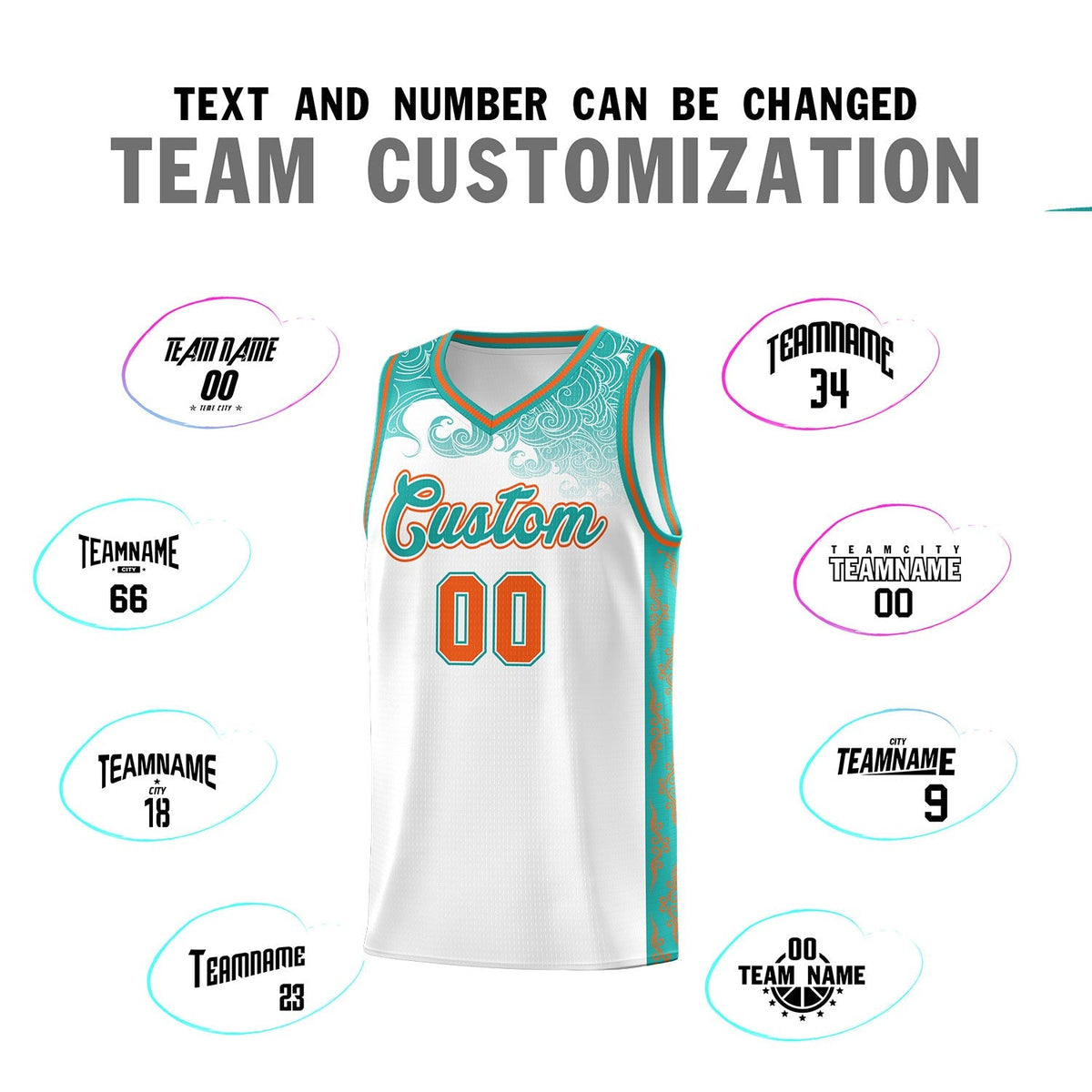 Custom White Personalized Cloud Pattern Sports Kits Uniform Basketball Jersey|KXKSHOP