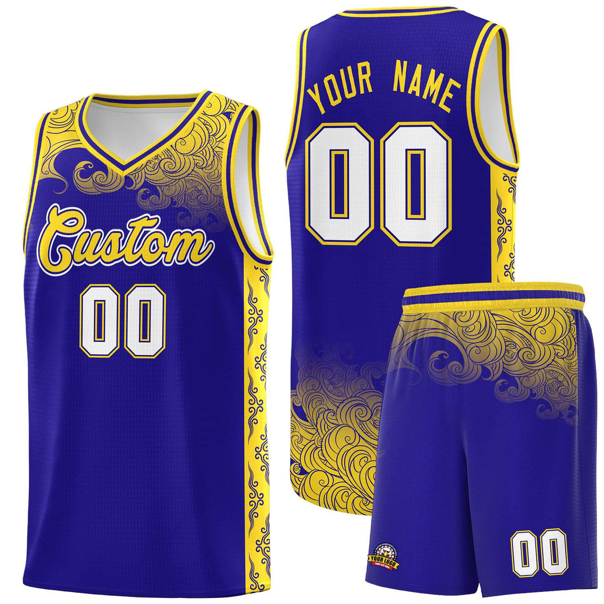 Custom Royal Personalized Cloud Pattern Sports Kits Uniform Basketball Jersey|KXKSHOP