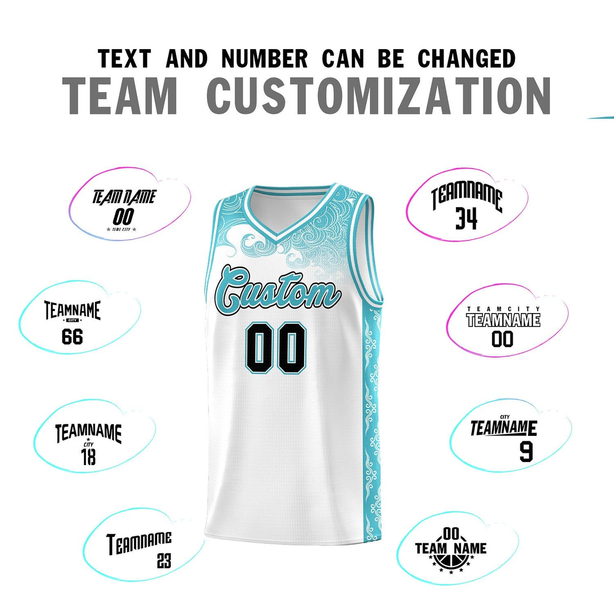 Custom White Personalized Cloud Pattern Sports Kits Uniform Basketball Jersey|KXKSHOP