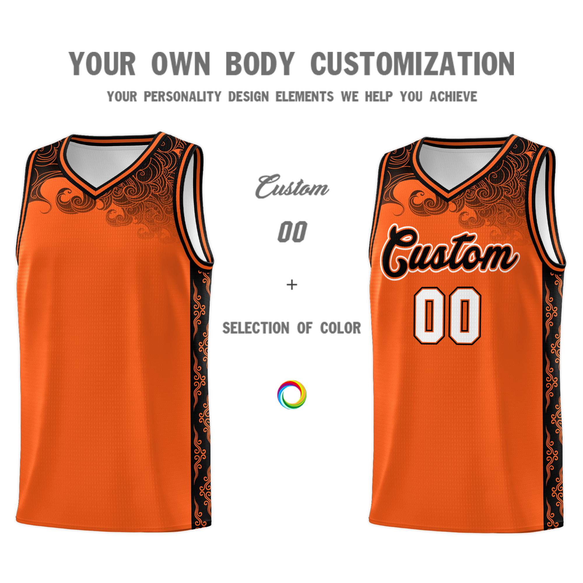 Custom Orange Personalized Cloud Pattern Sports Kits Uniform Basketball Jersey|KXKSHOP