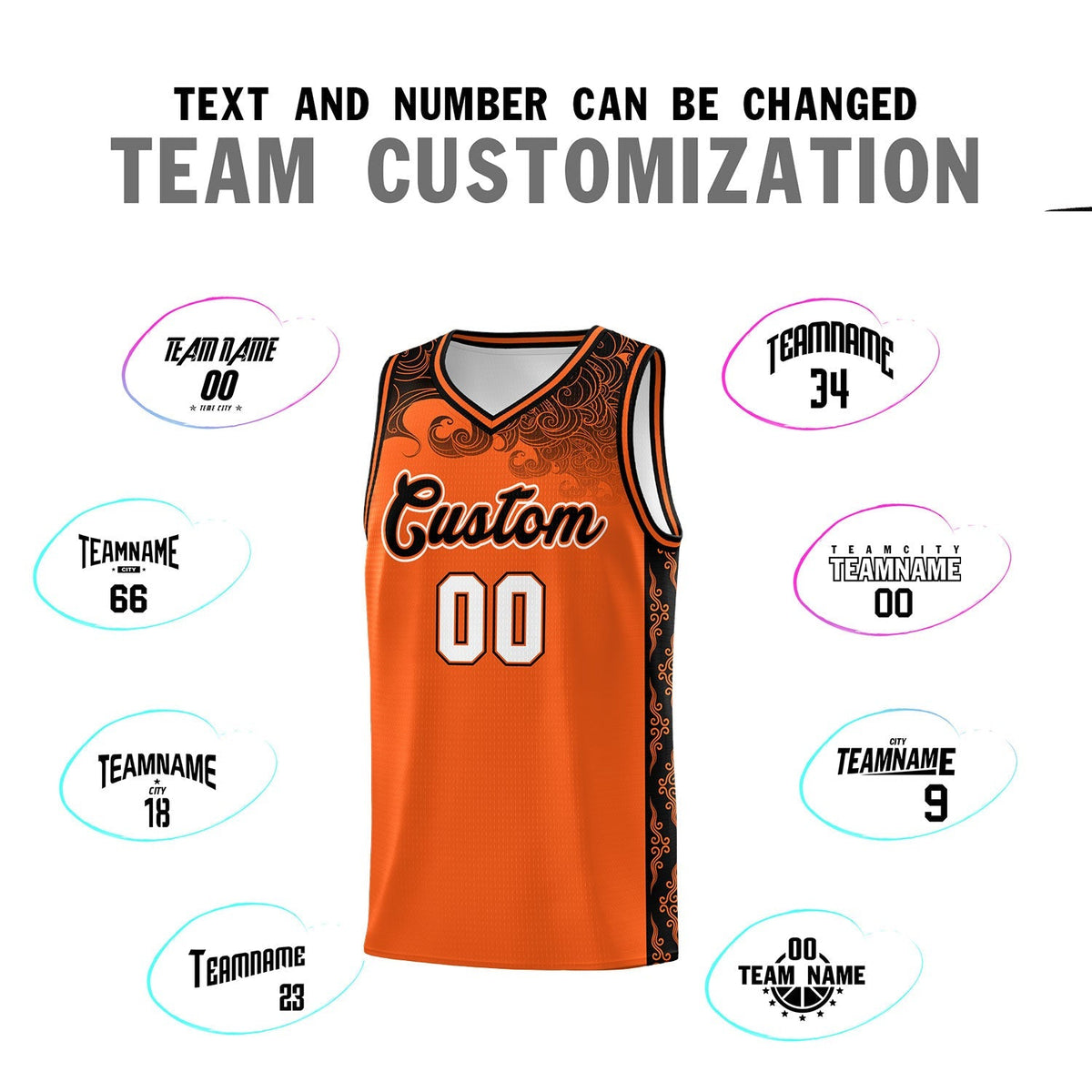 Custom Orange Personalized Cloud Pattern Sports Kits Uniform Basketball Jersey|KXKSHOP