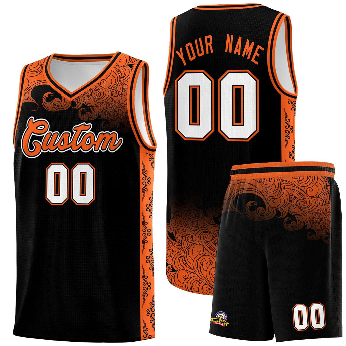 Custom Black Personalized Cloud Pattern Sports Kits Uniform Basketball Jersey|KXKSHOP