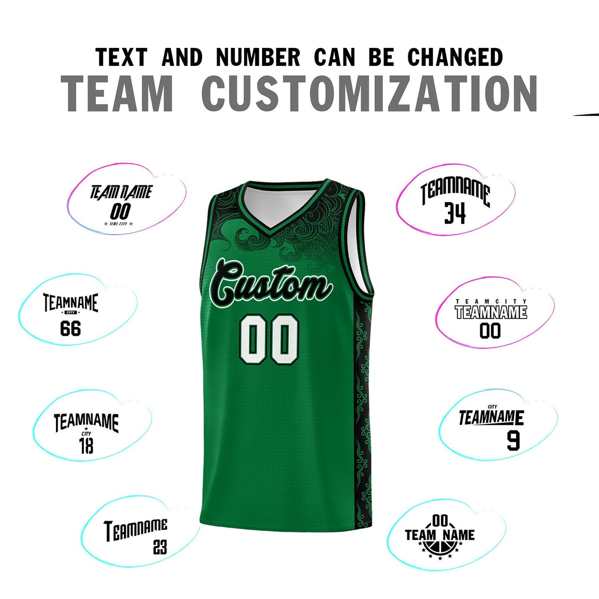 Custom Kelly Green Personalized Cloud Pattern Sports Kits Uniform Basketball Jersey|KXKSHOP
