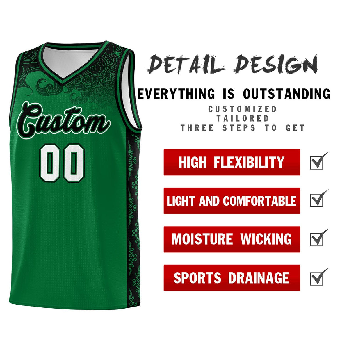 Custom Kelly Green Personalized Cloud Pattern Sports Kits Uniform Basketball Jersey|KXKSHOP