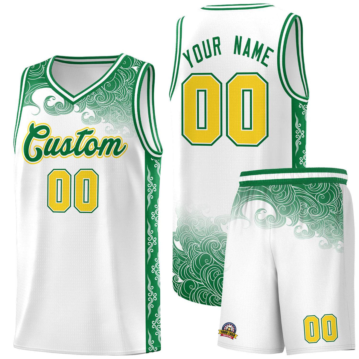 Custom White Personalized Cloud Pattern Sports Kits Uniform Basketball Jersey|KXKSHOP