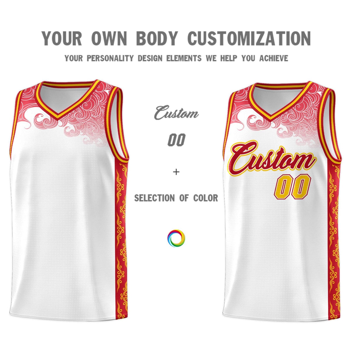 Custom White Personalized Cloud Pattern Sports Kits Uniform Basketball Jersey|KXKSHOP
