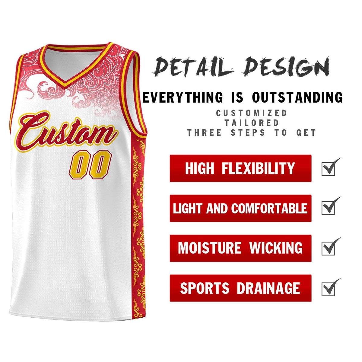 Custom White Personalized Cloud Pattern Sports Kits Uniform Basketball Jersey|KXKSHOP