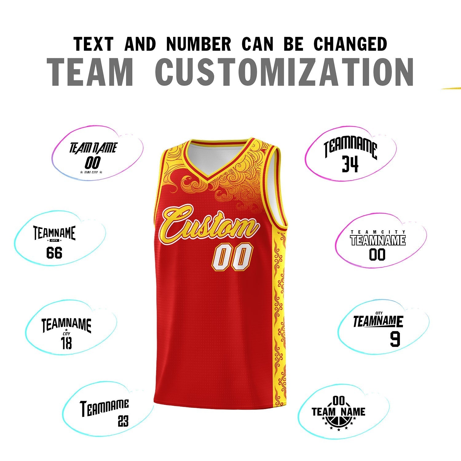 Custom Red Personalized Cloud Pattern Sports Kits Uniform Basketball Jersey|KXKSHOP