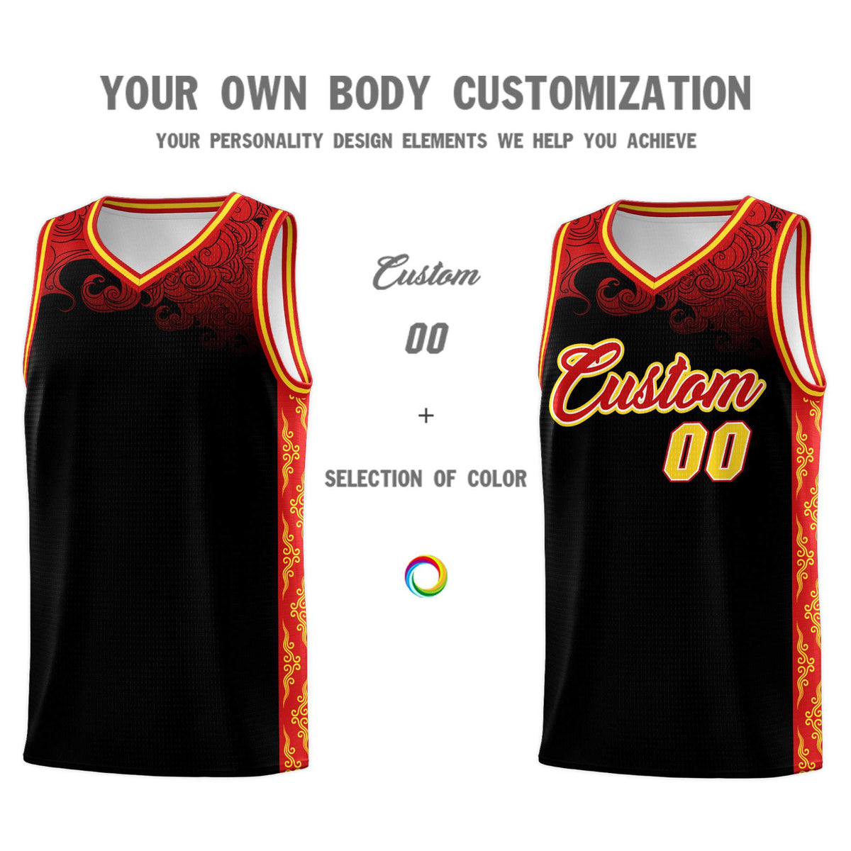 Custom Black Personalized Cloud Pattern Sports Kits Uniform Basketball Jersey|KXKSHOP