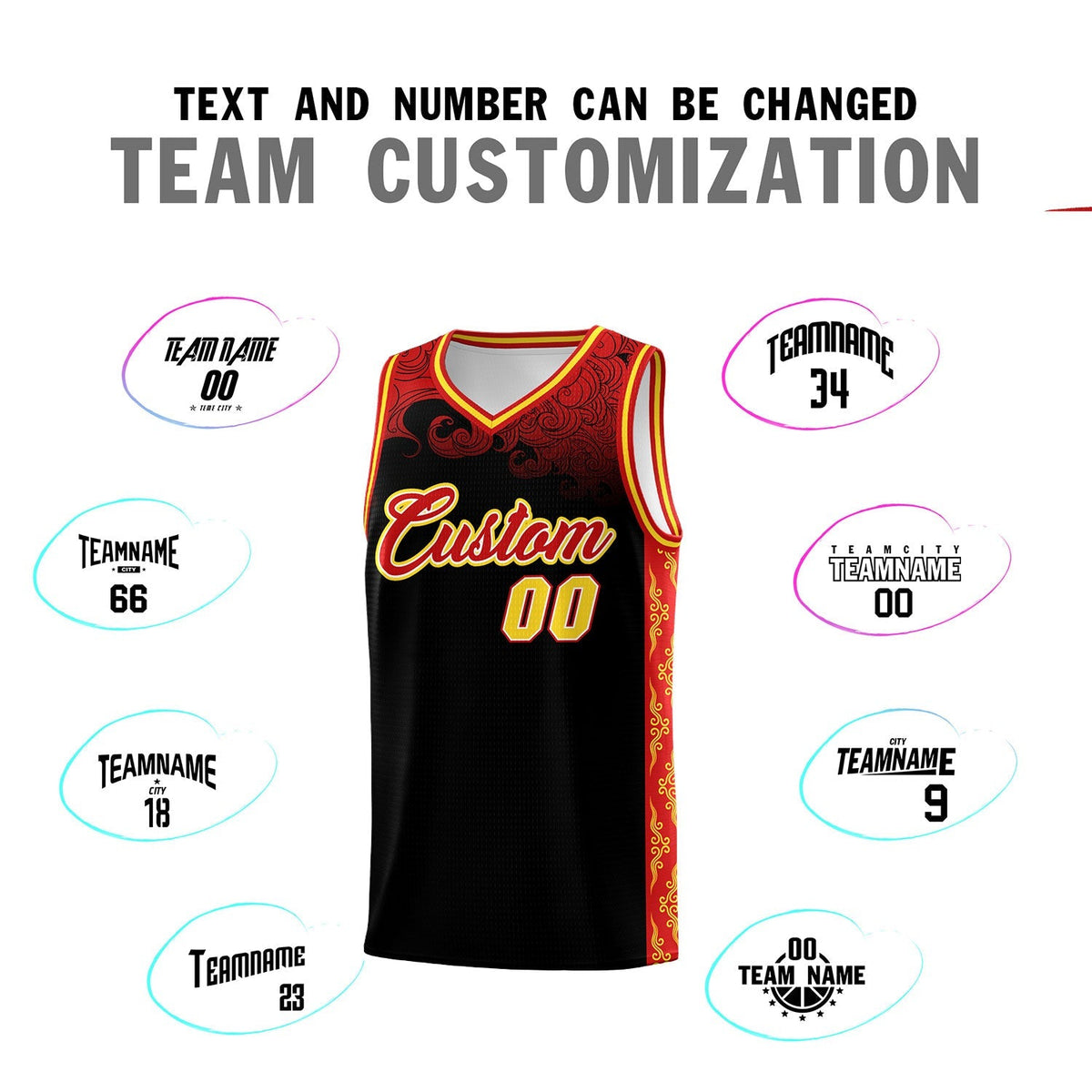 Custom Black Personalized Cloud Pattern Sports Kits Uniform Basketball Jersey|KXKSHOP