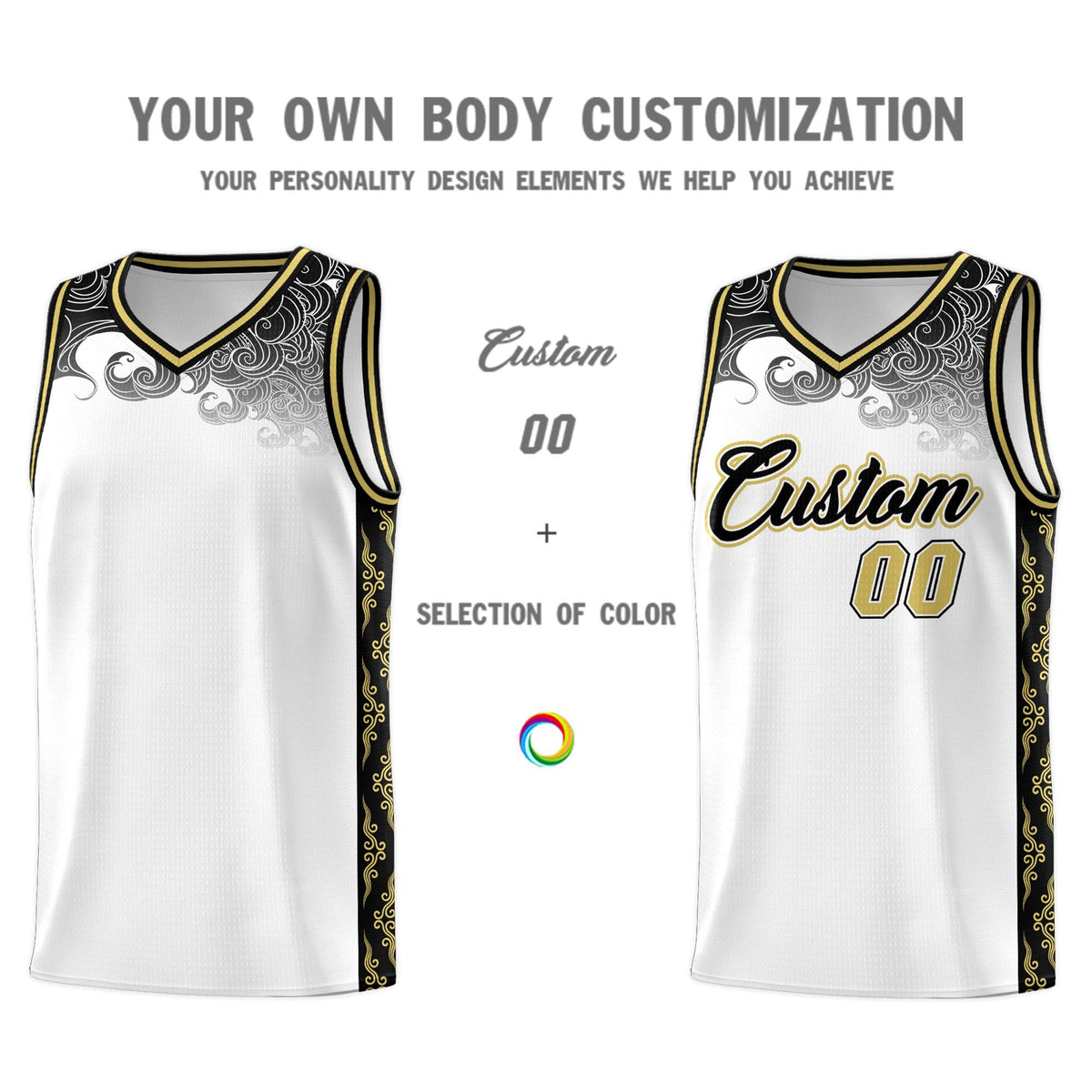 Custom White Personalized Cloud Pattern Sports Kits Uniform Basketball Jersey|KXKSHOP
