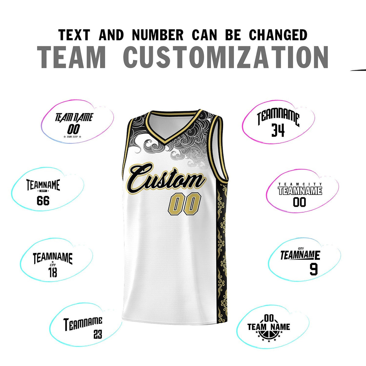 Custom White Personalized Cloud Pattern Sports Kits Uniform Basketball Jersey|KXKSHOP