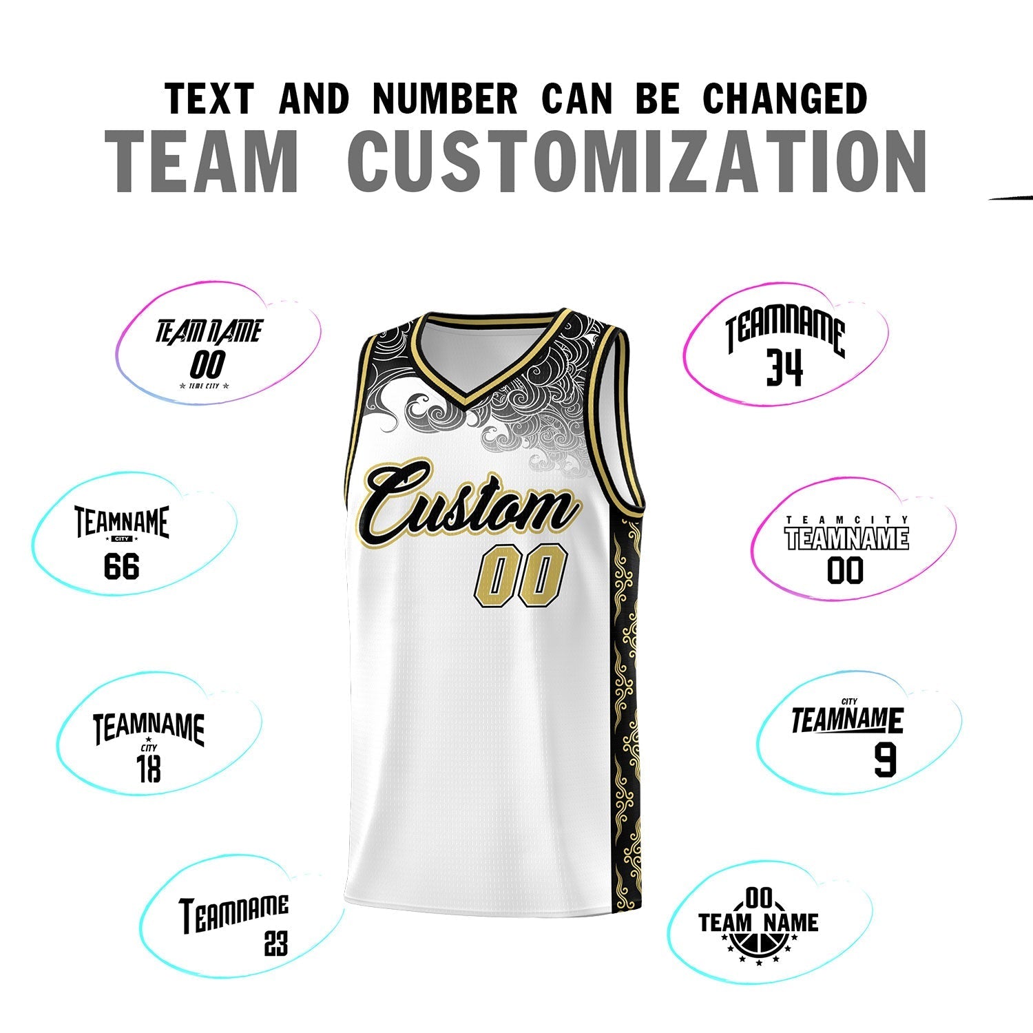 Custom White Personalized Cloud Pattern Sports Kits Uniform Basketball Jersey|KXKSHOP