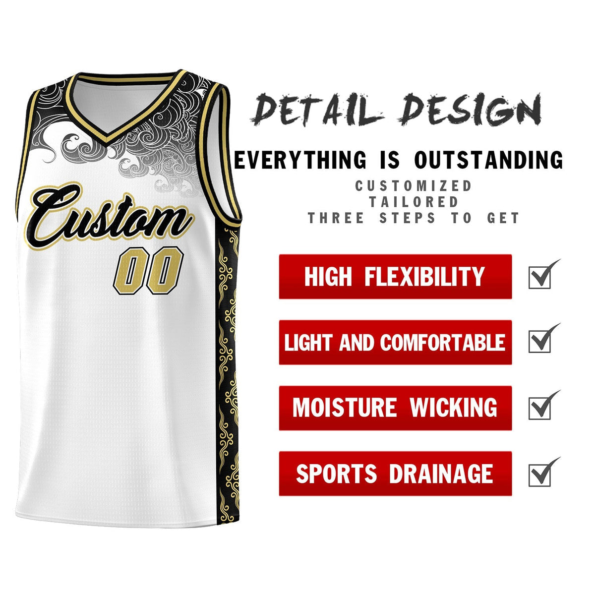 Custom White Personalized Cloud Pattern Sports Kits Uniform Basketball Jersey|KXKSHOP