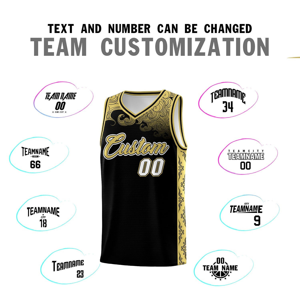 Custom Black Personalized Cloud Pattern Sports Kits Uniform Basketball Jersey|KXKSHOP