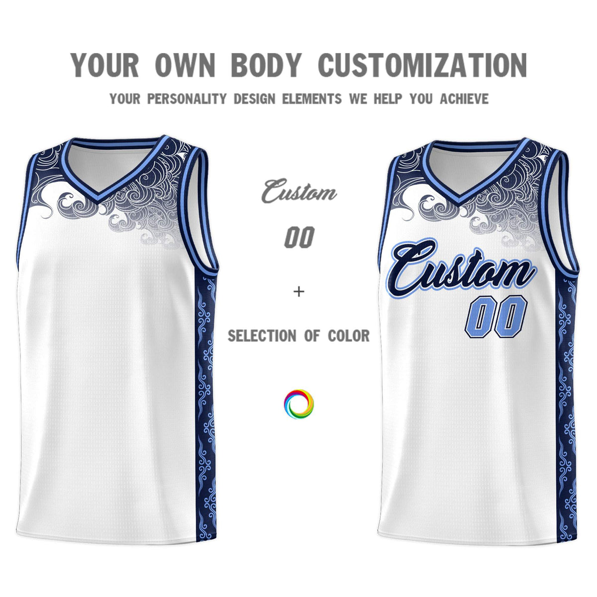 Custom White Personalized Cloud Pattern Sports Kits Uniform Basketball Jersey|KXKSHOP