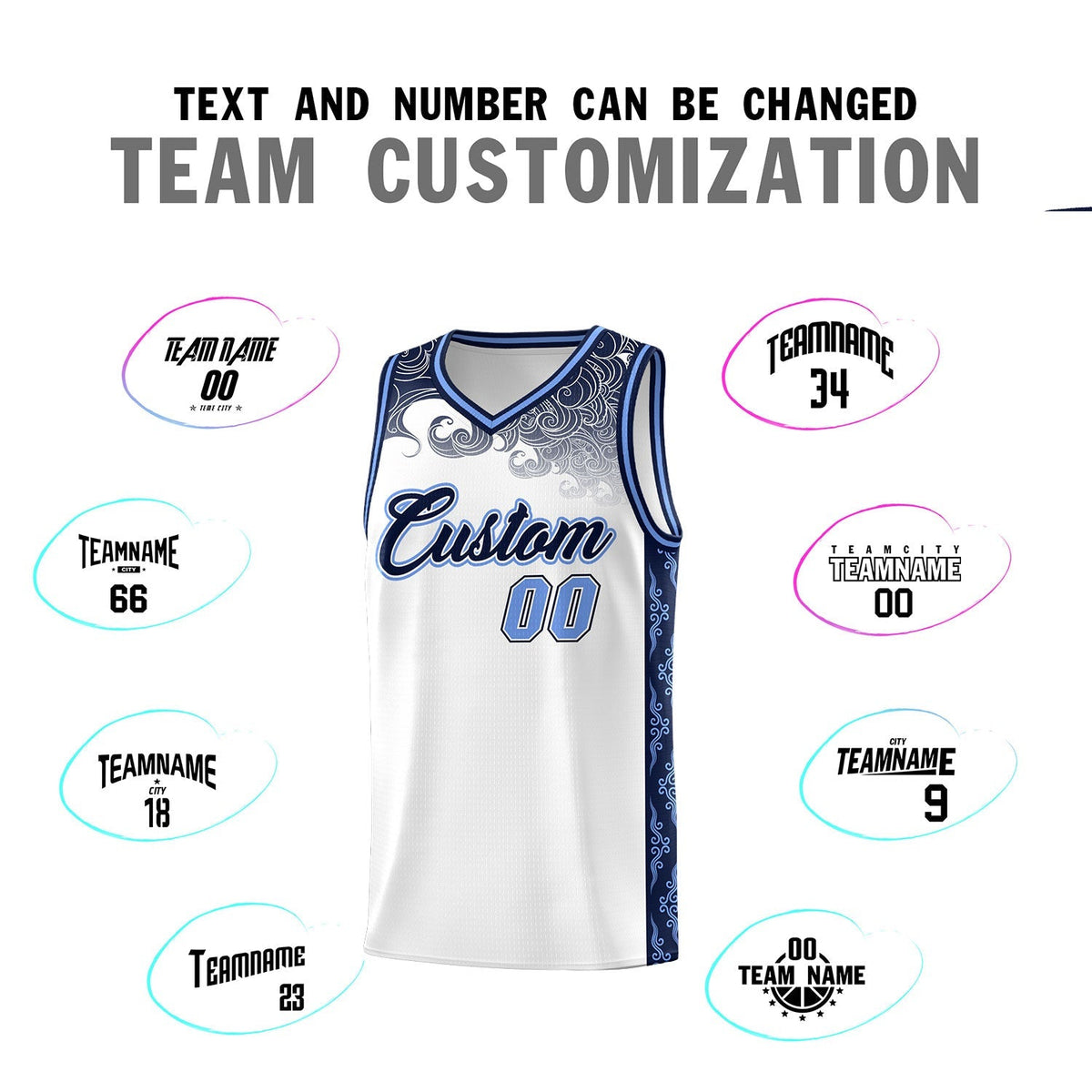 Custom White Personalized Cloud Pattern Sports Kits Uniform Basketball Jersey|KXKSHOP