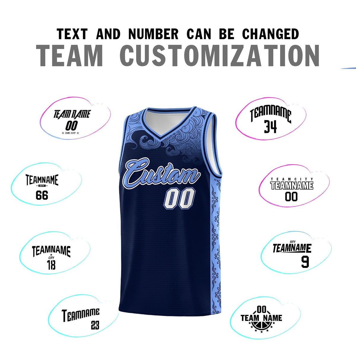 Custom Navy Personalized Cloud Pattern Sports Kits Uniform Basketball Jersey|KXKSHOP